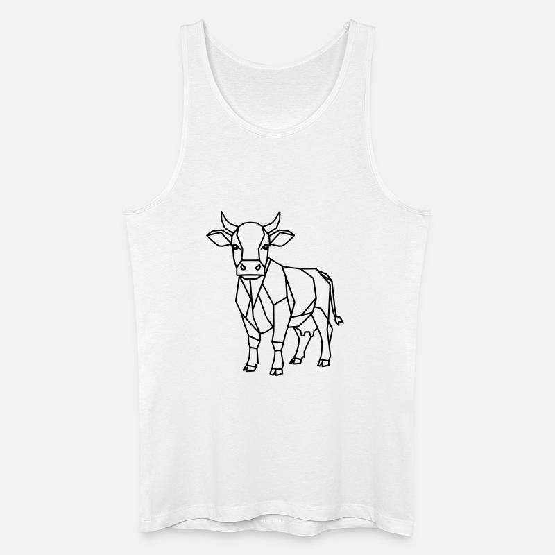 Geometrische Kuh Low Poly Outline - Männer Bio Tank Top - Weiß