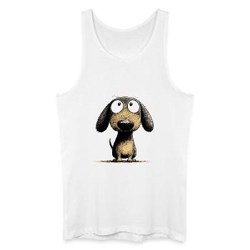 Googly Eyes Dachshund Dog Cartoon Art - Men’s Organic Tank Top - white - Front