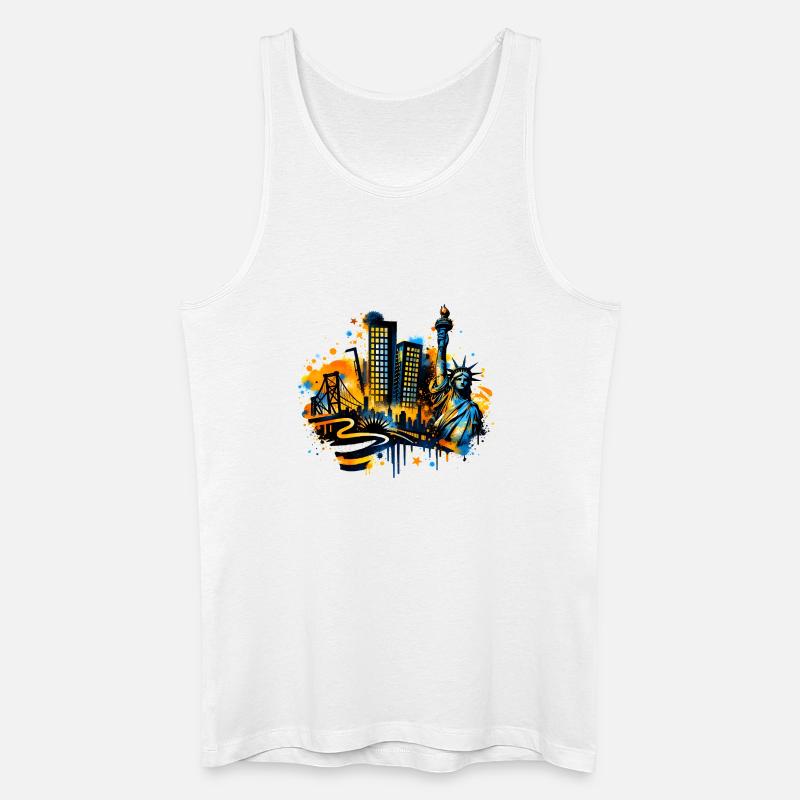 New York Skyline mit Freiheitsstatue - Männer Bio Tank Top - Weiß