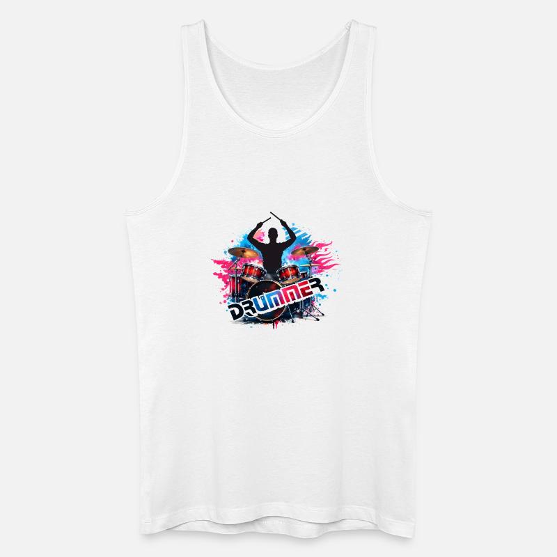 Drummer Power Splash Design  - Männer Bio Tank Top - Weiß