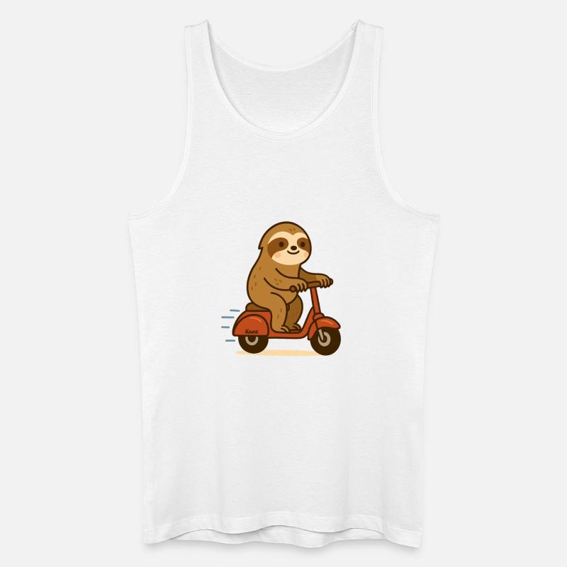 Faultier auf Roller - Männer Bio Tank Top - Weiß