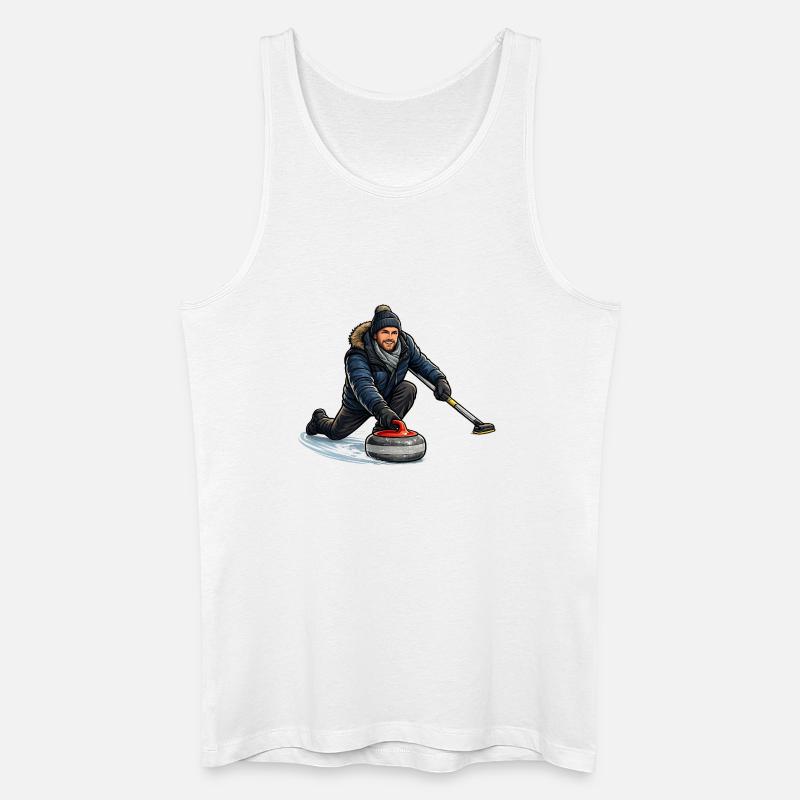 Curlingheld im Eiswind - Männer Bio Tank Top - Weiß