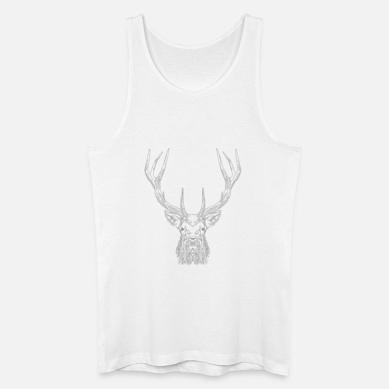 Tech Deer – Geometrischer Hirsch in Grau - Männer Bio Tank Top - Weiß