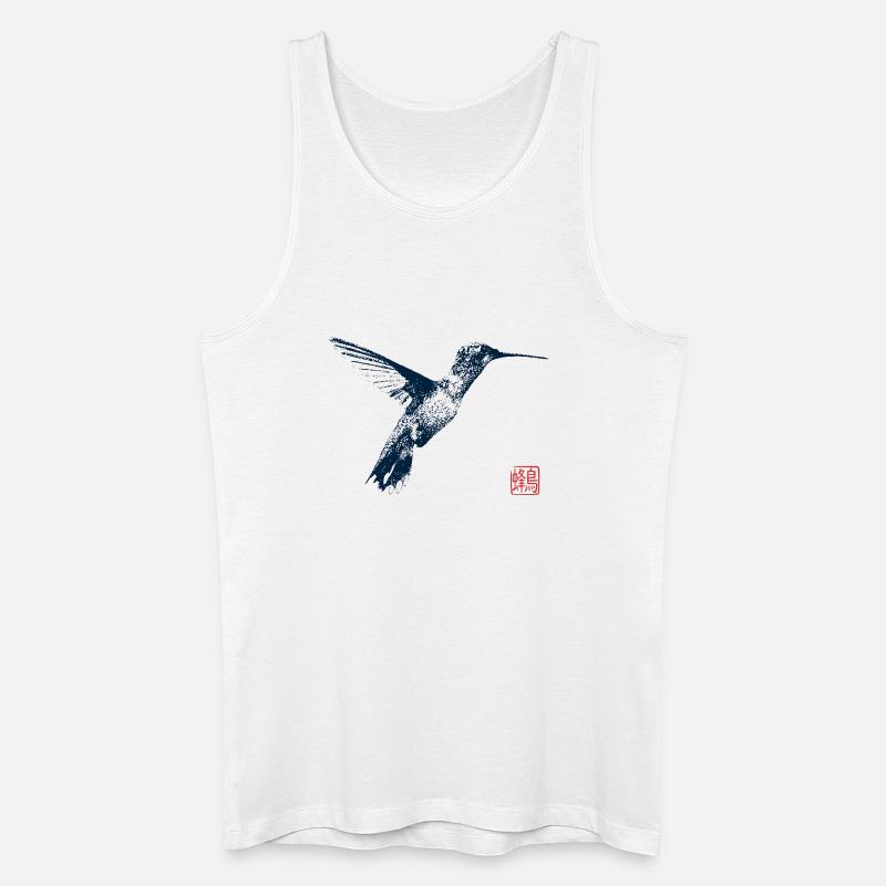 Kolibri mit Kanji Stempel - Männer Bio Tank Top - Weiß