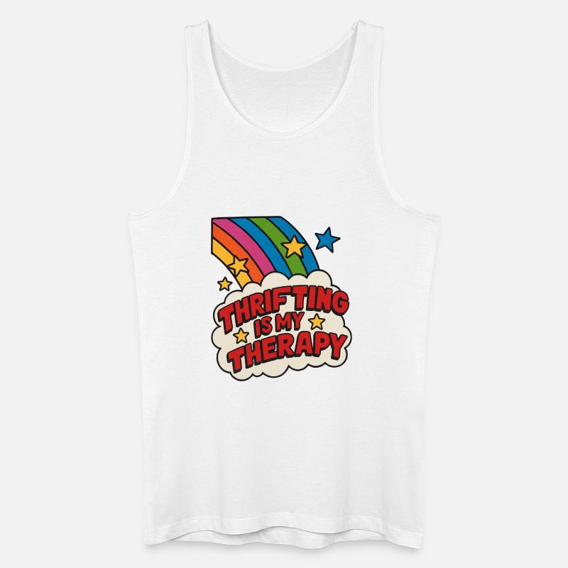 Secondhand-Therapie-Regenbogenaufkleber - Männer Bio Tank Top - Weiß