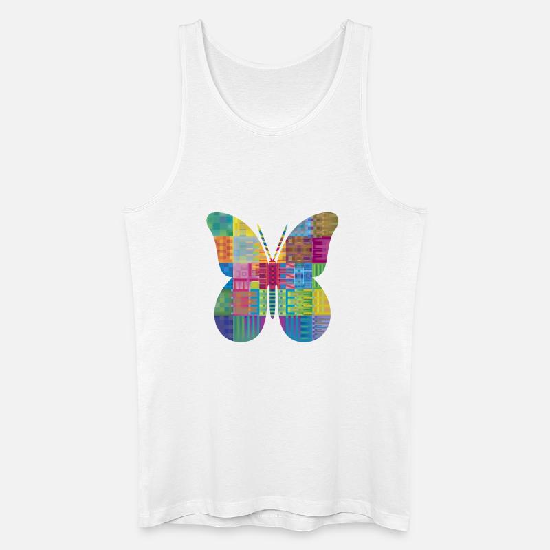 Bunter Patchwork-Schmetterling - Männer Bio Tank Top - Weiß