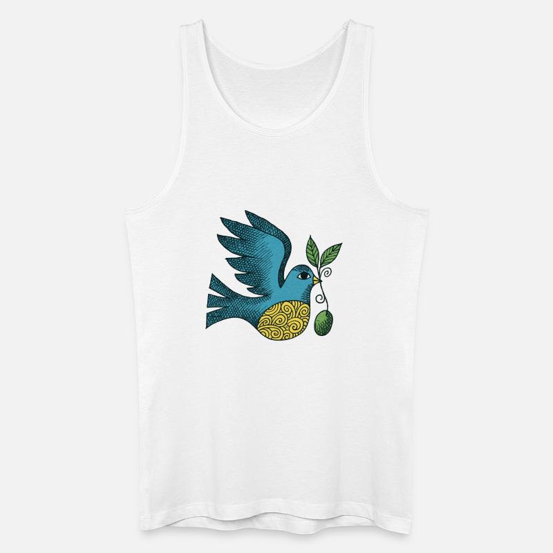 Azurblauer Vogel mit wirbelndem Bauch - Männer Bio Tank Top - Weiß