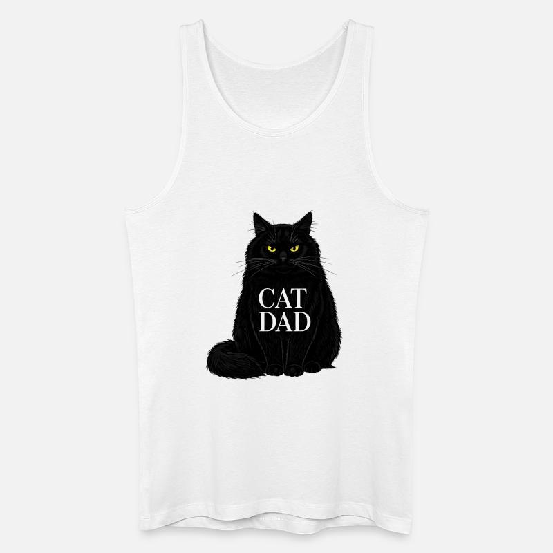 Cat Dad - Schwarze Katze Illustration Design - Männer Bio Tank Top - Weiß