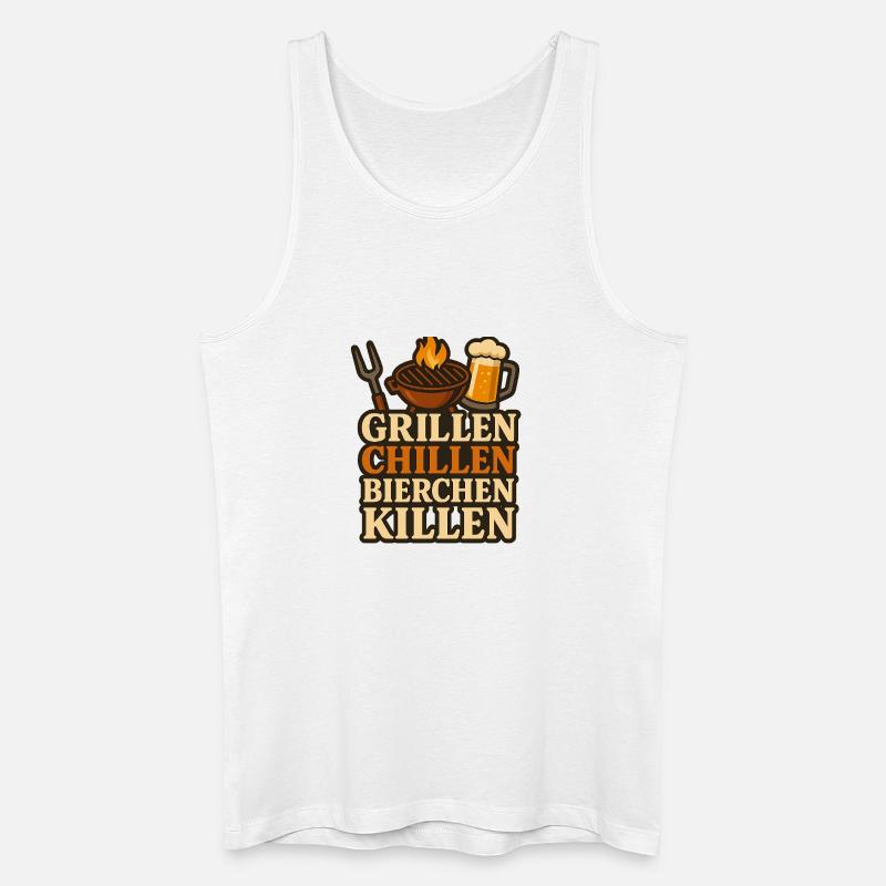 Grillen Chillen und dann Bierchen Killen - Männer Bio Tank Top - Weiß