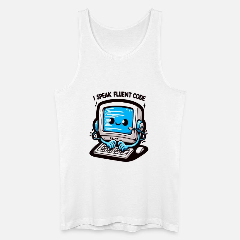 I Speak Fluent Code Retro Computer - Men’s Organic Tank Top - white
