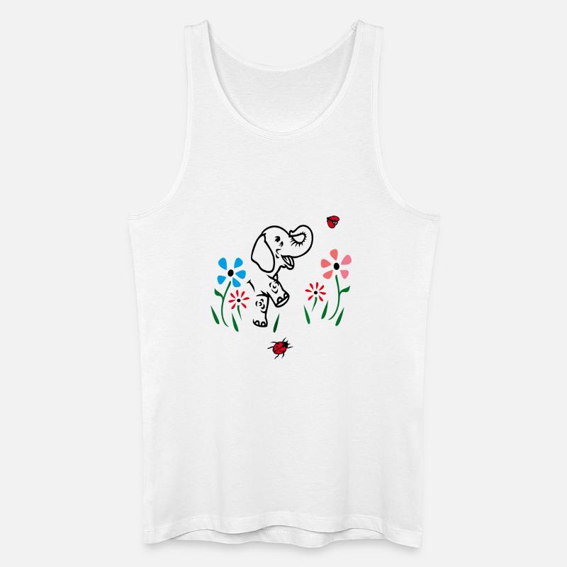 Elefant auf einer Blumenwiese - Männer Bio Tank Top - Weiß