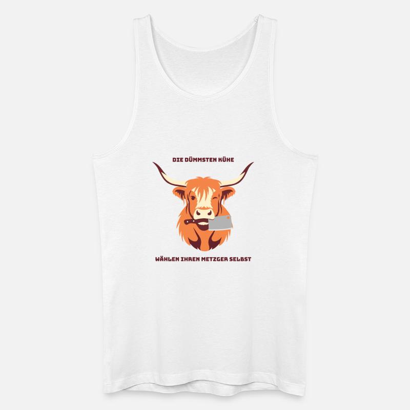 Kuh mit Beil – Wähle deinen Metzger - Männer Bio Tank Top - Weiß