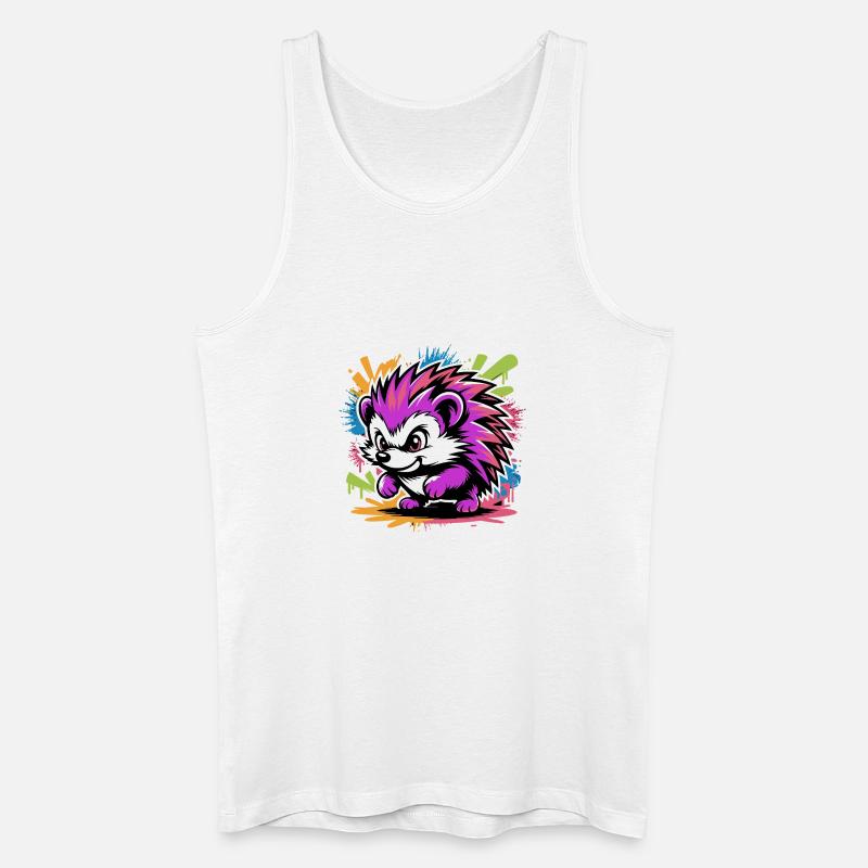 Neon Fraffiti Igel Farbexplosion - Männer Bio Tank Top - Weiß