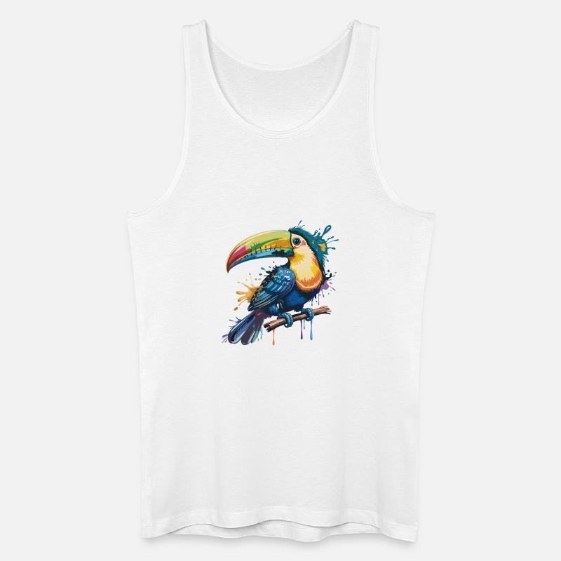 Bunter Tukan Farbexplosion - Männer Bio Tank Top - Weiß