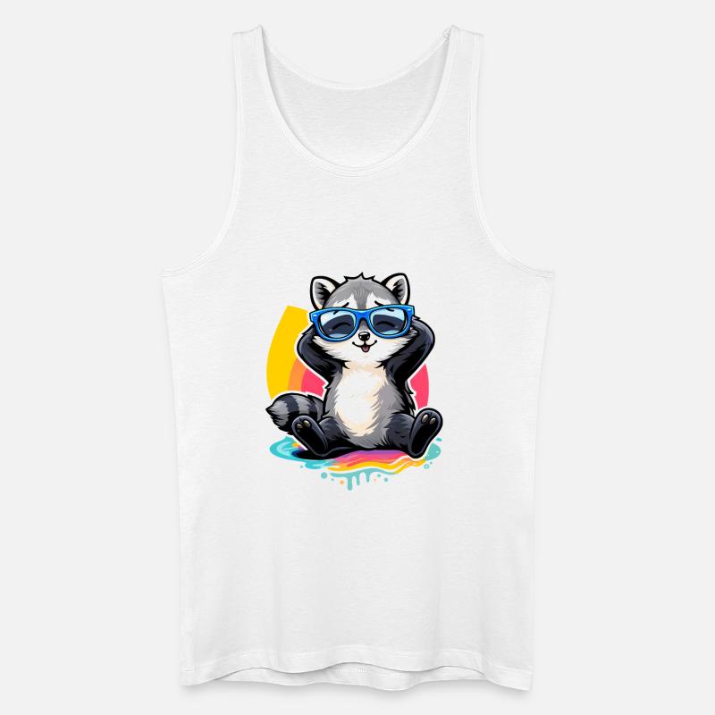 Relaxter Waschbär mit Sonnenbrille   - Männer Bio Tank Top - Weiß