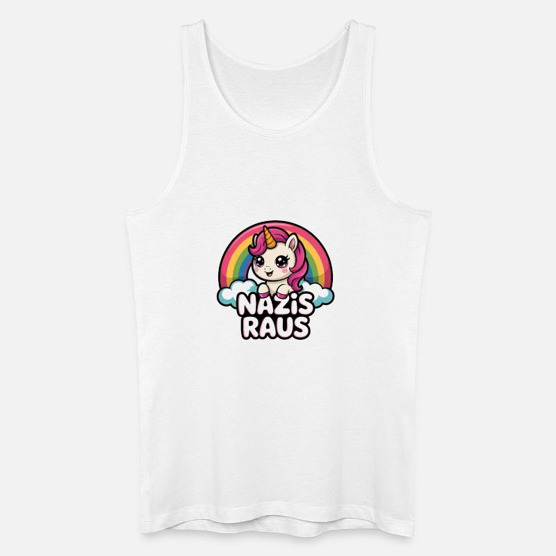 Nazis Raus - Antifa Einhorn Tee - Männer Bio Tank Top - Weiß
