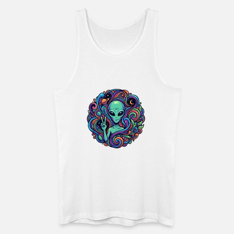 Außerirdischer Peace Zeichen psychedelisch Alien - Männer Bio Tank Top - Weiß