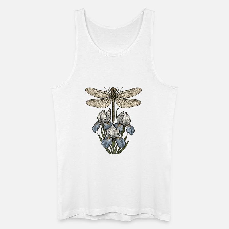 Libelle über Irisblüten - Männer Bio Tank Top - Weiß