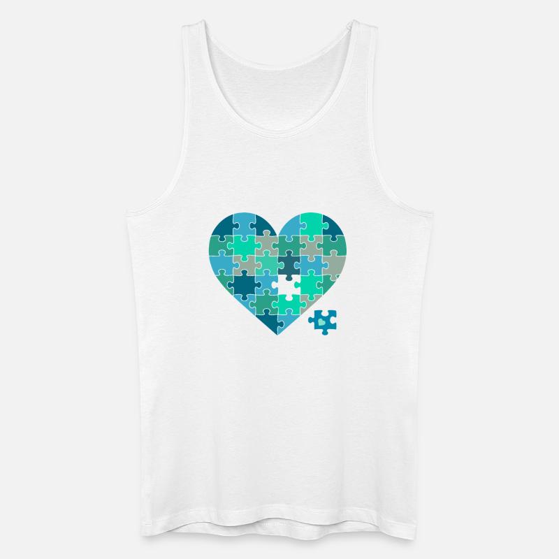 Puzzleherz Blaugrün - Männer Bio Tank Top - Weiß