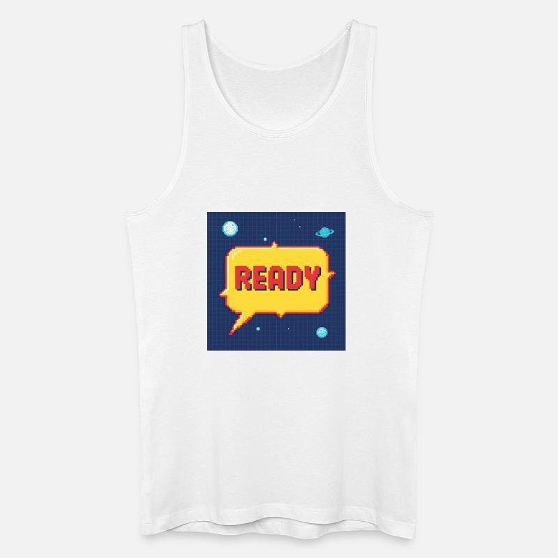 Ready Pixel Speech Bubble in Space - Men’s Organic Tank Top - white