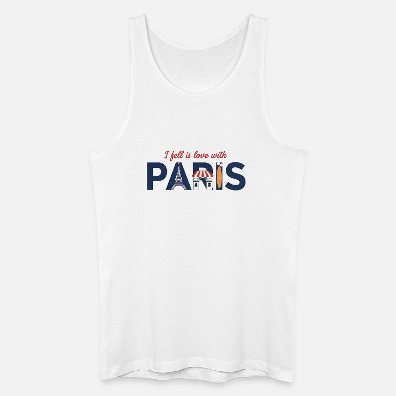 Paris Liebe – Eiffelturm & Baguette Design - Männer Bio Tank Top - Weiß