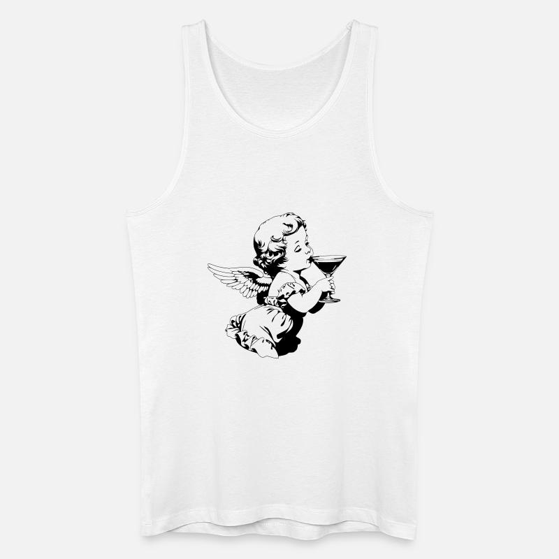 Cocktail Engel – Cherub mit Martini Glas - Männer Bio Tank Top - Weiß