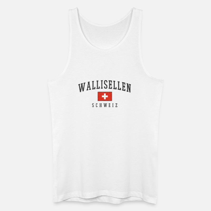 Wallisellen Schweiz Emblem mit Schweizer Flagge - Männer Bio Tank Top - Weiß