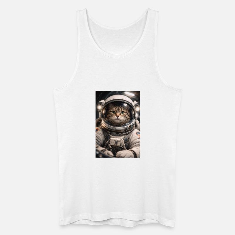 Chat de l’espace en costume d’astronaute - Débardeur bio Homme - blanc