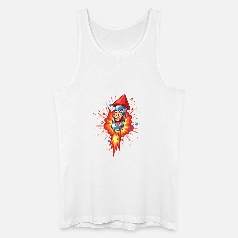 Lachende Rakete Cartoon Explosion - Männer Bio Tank Top - Weiß
