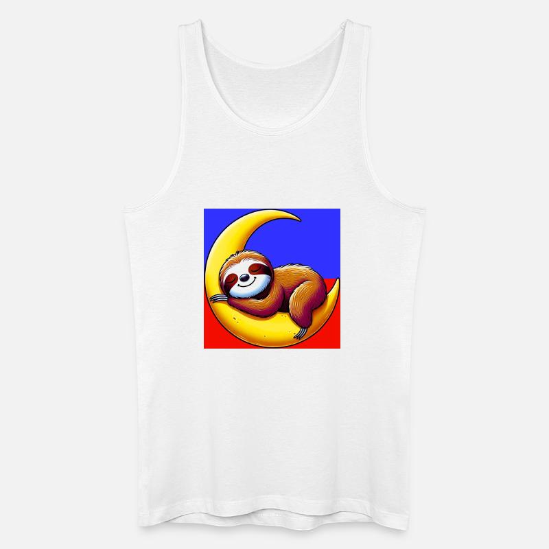 Faultier schläft auf dem Mond - Männer Bio Tank Top - Weiß