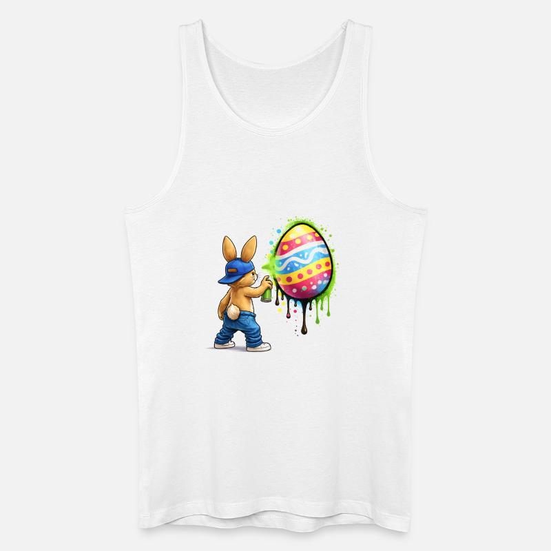 Graffiti Hase mit Osterei - Männer Bio Tank Top - Weiß