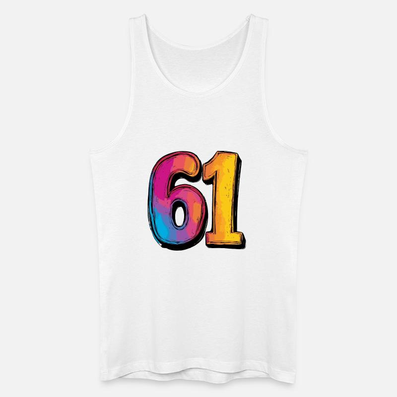 61 Numero Colorato - Canotta ecologica da uomo - bianco