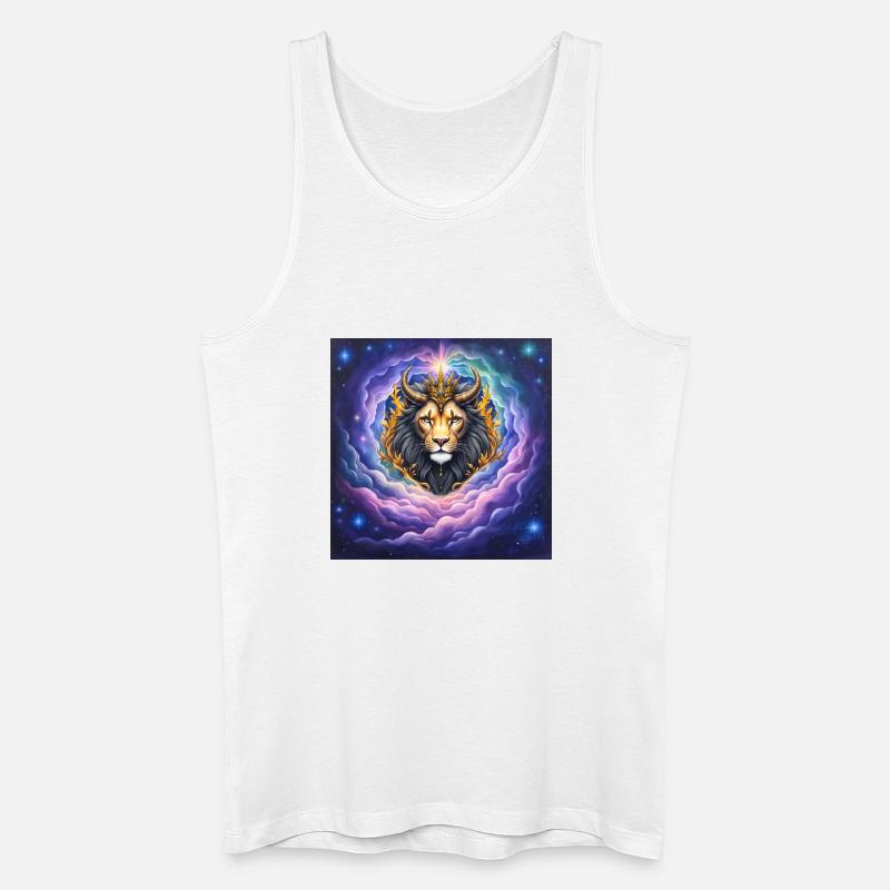 Himmlischer Löwe mit goldener Krone - Männer Bio Tank Top - Weiß