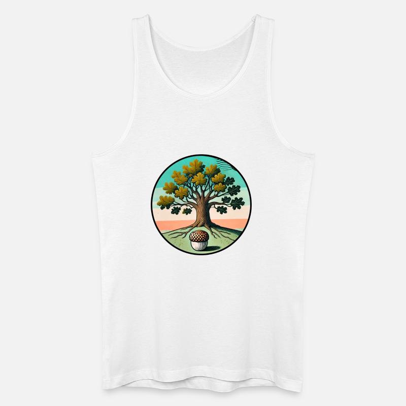 Retro-Baum des Lebens mit Eichel - Männer Bio Tank Top - Weiß