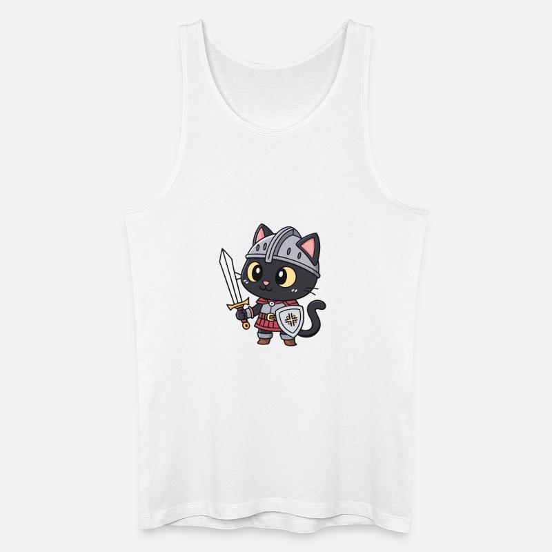 Niedliche bewaffnete Ritterkatze - Männer Bio Tank Top - Weiß