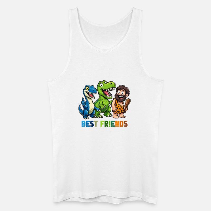 Dino Best Friends Caveman Comic - Canotta ecologica da uomo - bianco