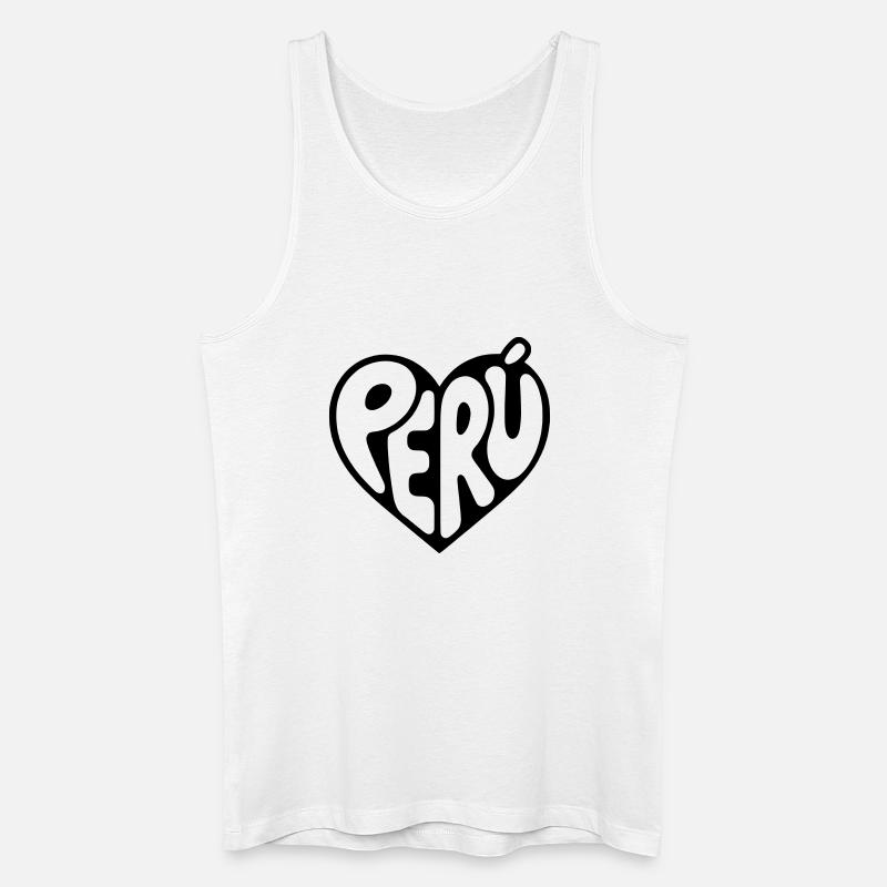 Peru Herz Typografie - Männer Bio Tank Top - Weiß