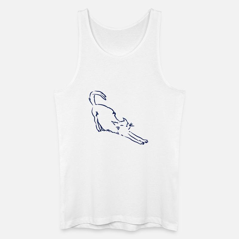 Katze streckt sich - Männer Bio Tank Top - Weiß