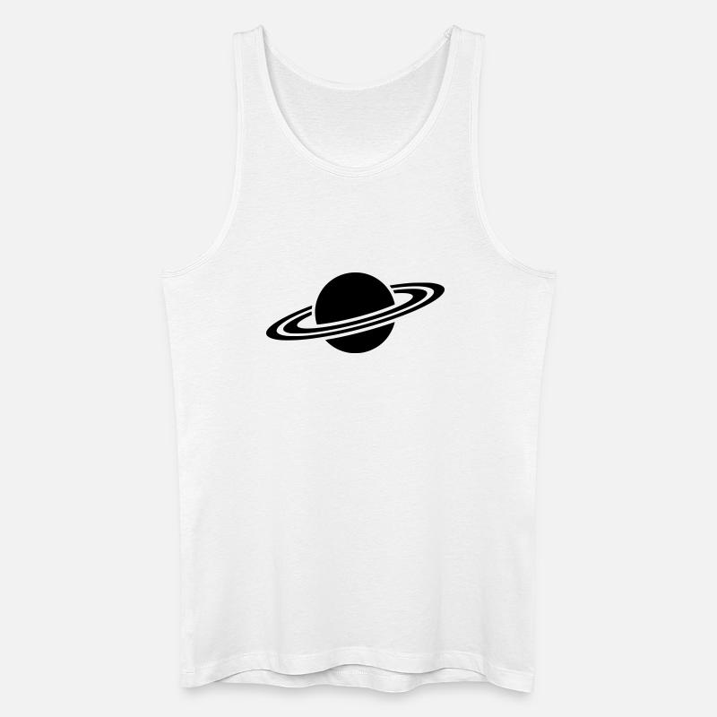 Saturn Planet Ring Silhouette - Männer Bio Tank Top - Weiß