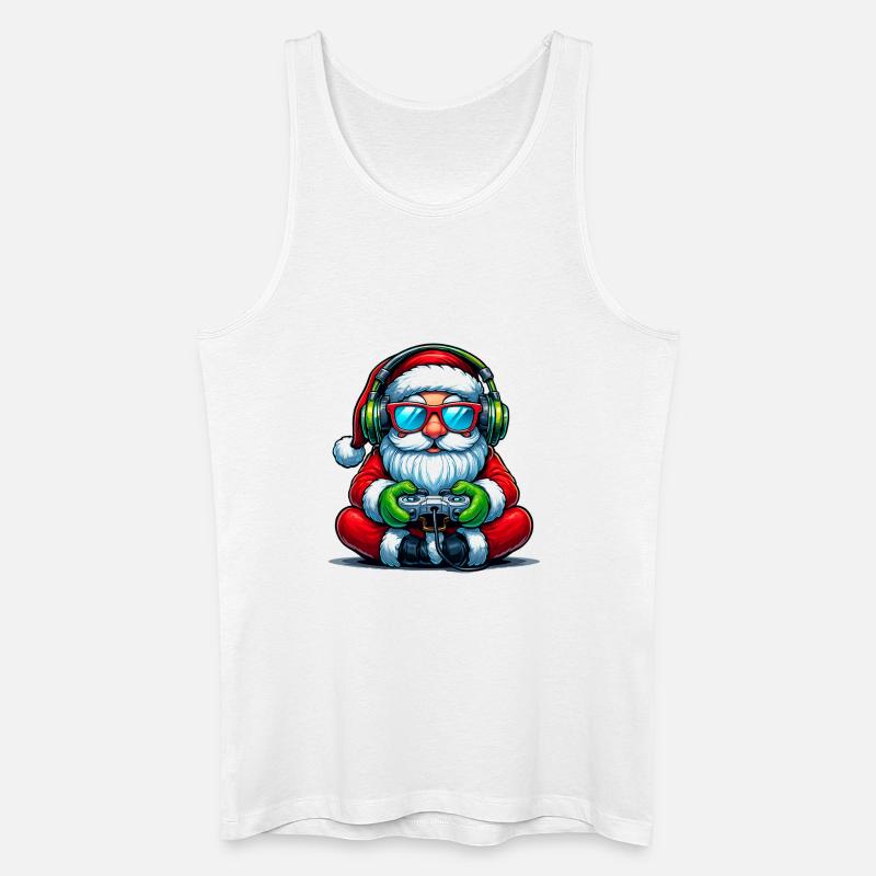 Gamer Weihnachtsmann Spielt Videospiel-Controller - Männer Bio Tank Top - Weiß