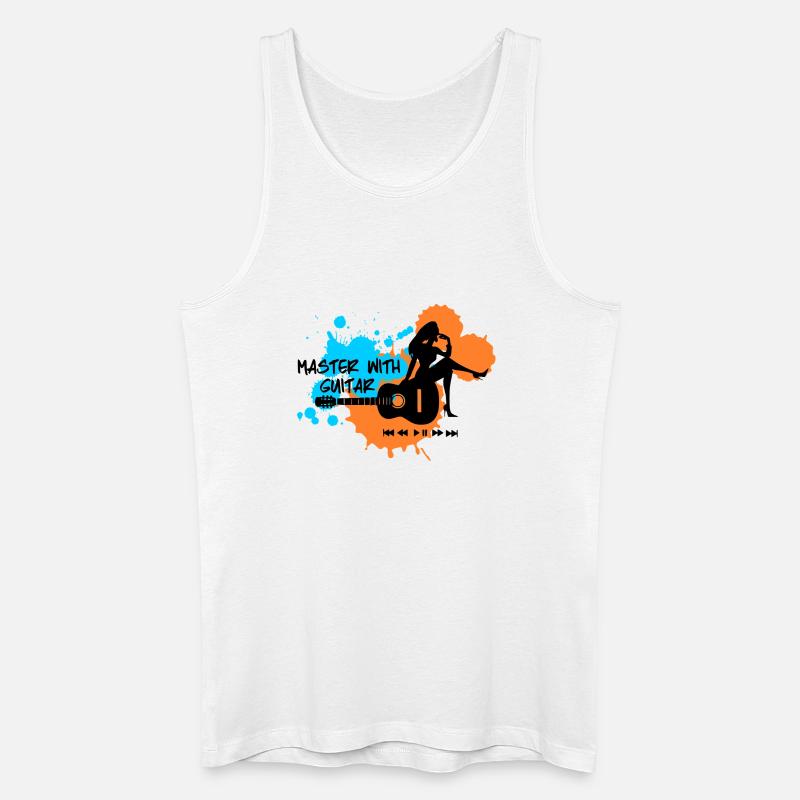 Master with guitar - Blau Orange - Männer Bio Tank Top - Weiß