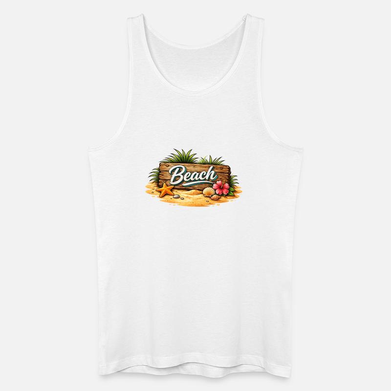 Beach Holzschild Strand Illustration  - Männer Bio Tank Top - Weiß
