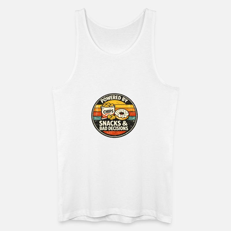 Powered by Chips – Snacks & Bad Decisions - Männer Bio Tank Top - Weiß