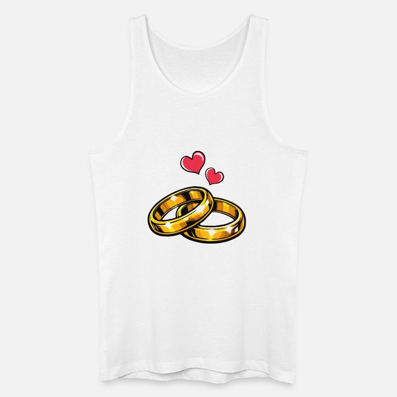 Goldene Eheringe mit Herzen - Männer Bio Tank Top - Weiß