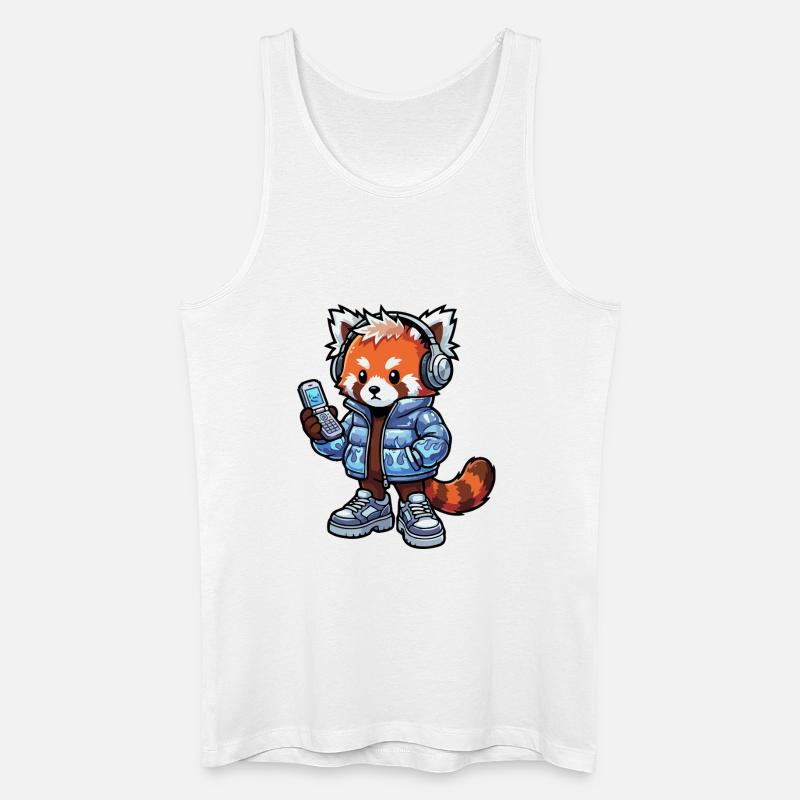 Roter Panda mit Kopfhörern 90er - Männer Bio Tank Top - Weiß