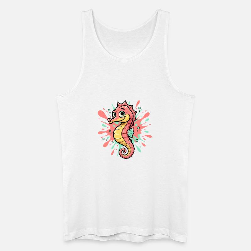 Bunte Seepferdchen Splash Illustration - Männer Bio Tank Top - Weiß