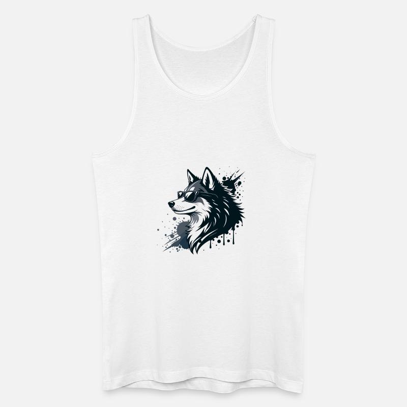 Husky-Chic-Gläser und Spritzer - Männer Bio Tank Top - Weiß