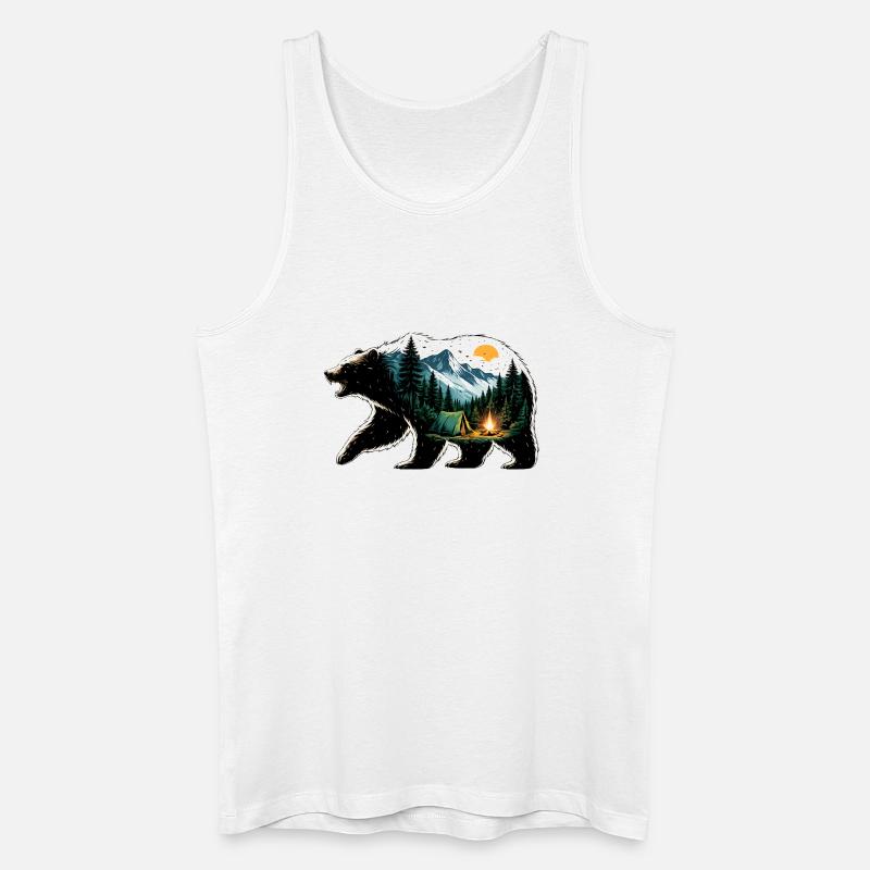 Bären-Abenteuer: Bergcamping - Männer Bio Tank Top - Weiß