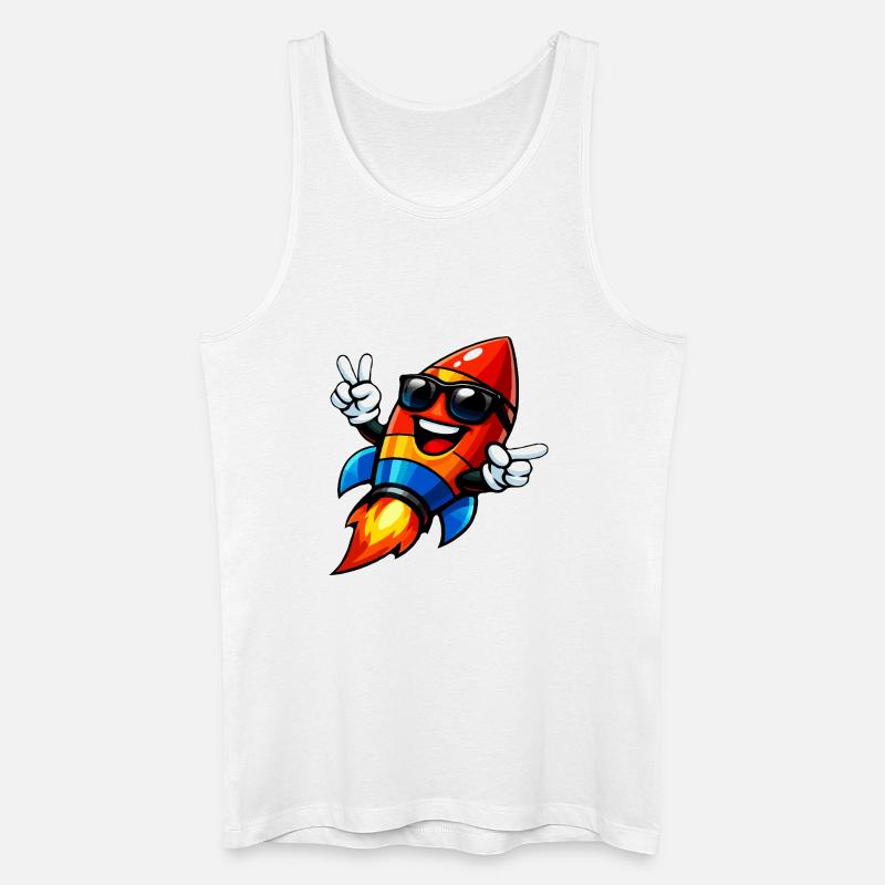 Fröhliche Rocket mit Sonnenbrille - Männer Bio Tank Top - Weiß