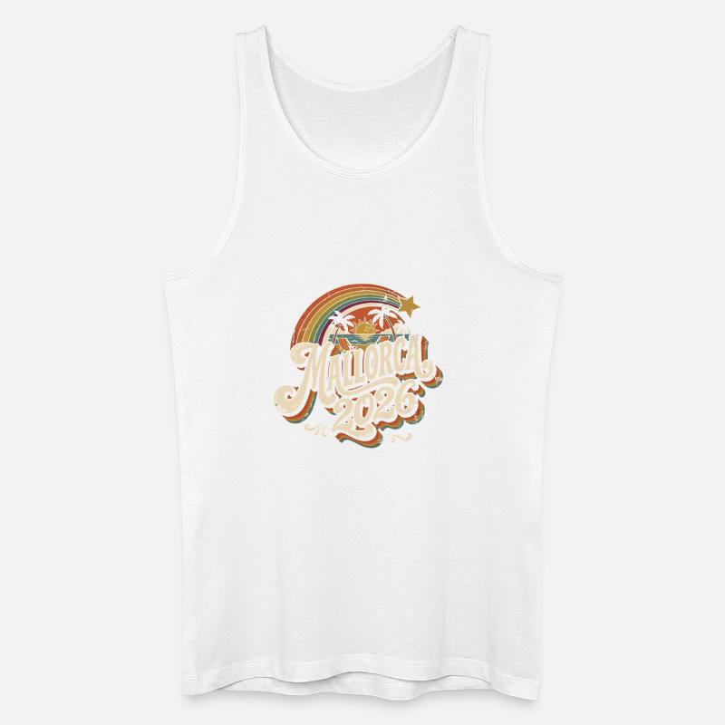 Mallorca 2026 Retro Sunset - Männer Bio Tank Top - Weiß